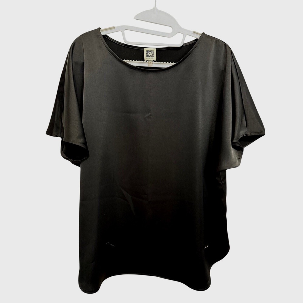 Anne Klein (Black) Satin Blouse Women Large - Picture 1 of 4